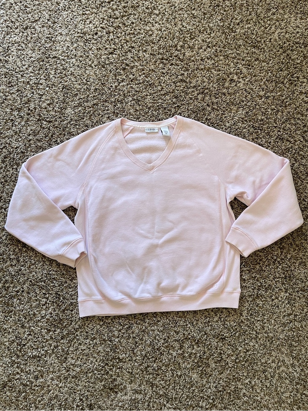 IZOD Golf Classix Pink V Neck Sweatshirt Small S Women's Raglan Pullover‎ Solid
